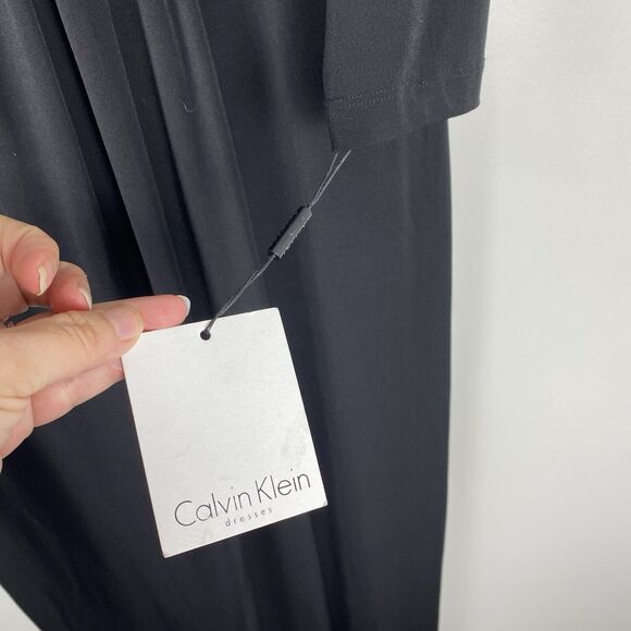 Calvin Klein Black Gown Dress sz 6 Long Sleeve Scoop Neck Formal Party Choir - Picture 4 of 6